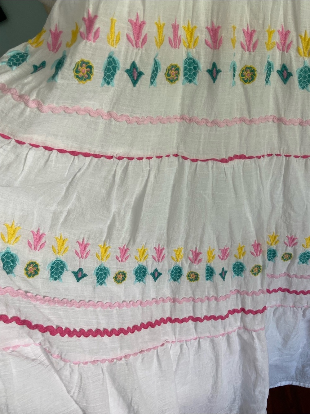 Simply Southern Pink Embroidered Maxi Dress White Pineapple SZ XL - Picture 4 of 12